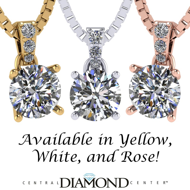 Central Diamond Center 4 Prong Round Solitaire Simulated Diamond Necklace in Sterling Silver & Zirconia - 4.00ct White - Image 4